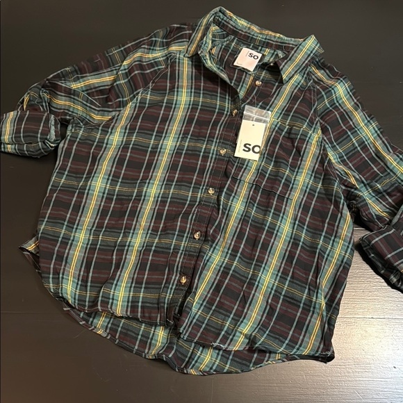 SO Multicolor Plaid Shirt NWT - Picture 2 of 4